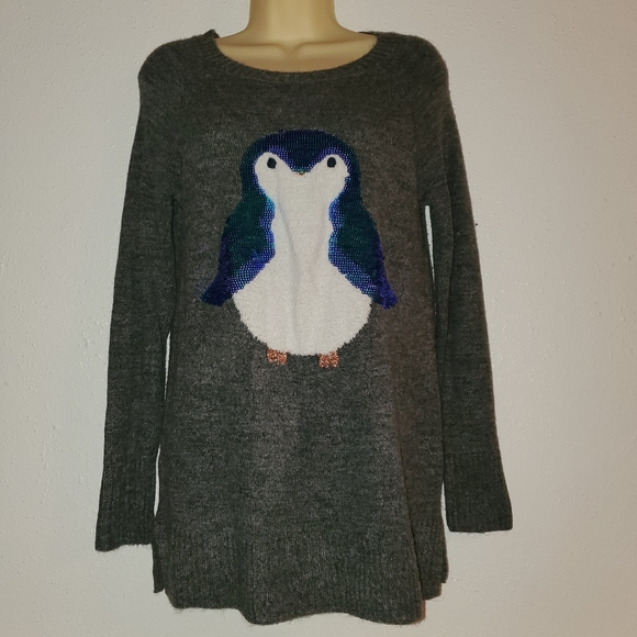 LC Lauren Conrad Sweaters - LC Lauren Conrad Gray kint Tunic Sequin Bird